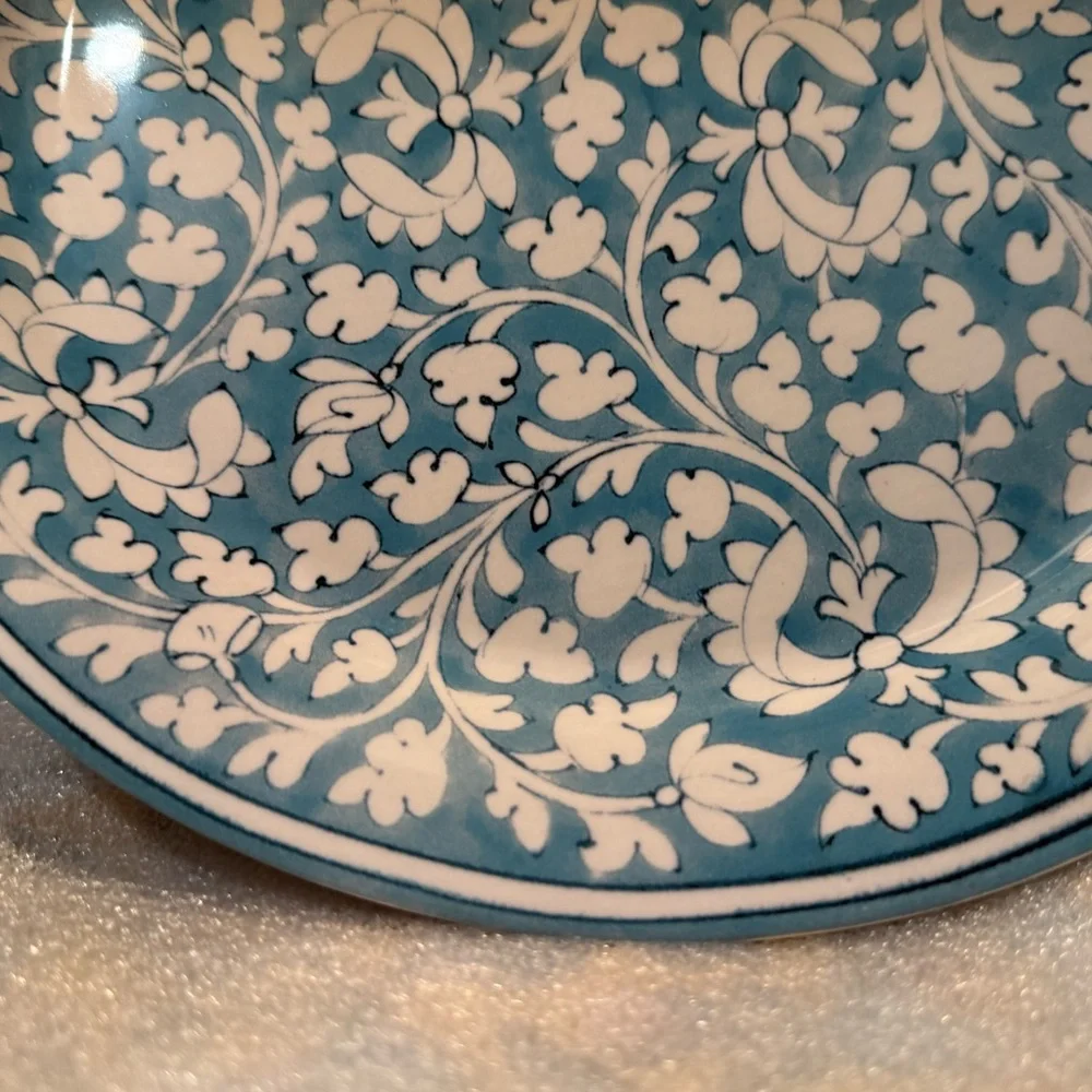 New Pottery Barn ‘Ava’ Floral Dinner Plate Set, S/4, Turquoise